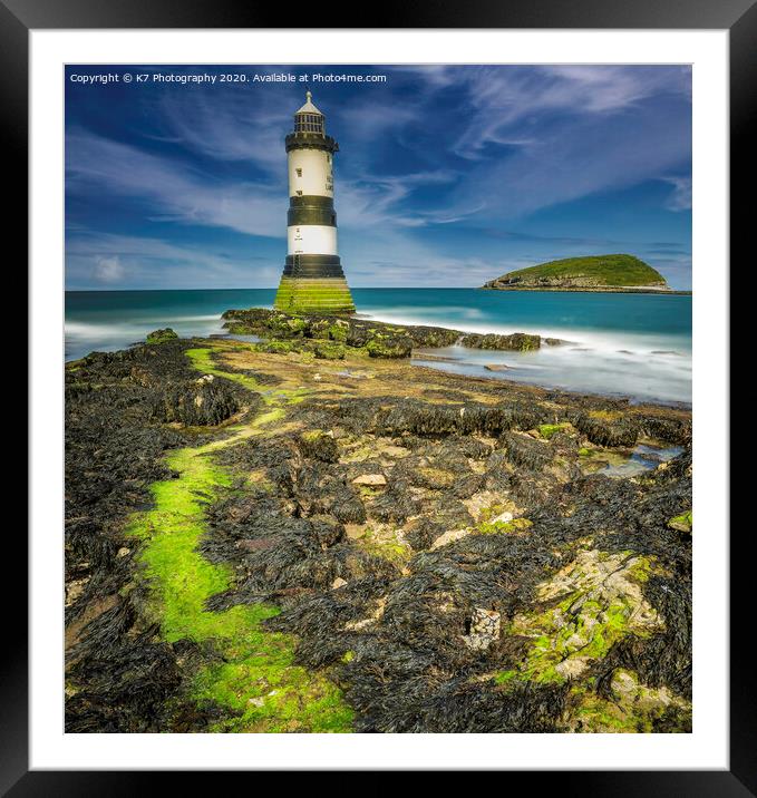 Penmon Lighthouse, Anglesey. Framed Mounted Print by K7 Photography