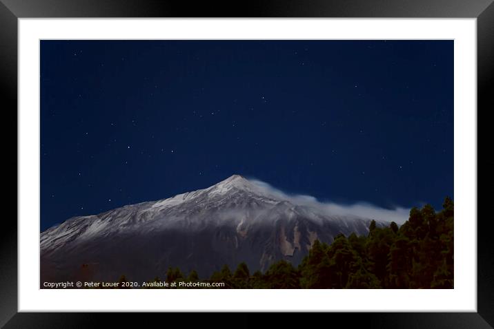 Mount Teide Under a Full Moon Framed Mounted Print by Peter Louer
