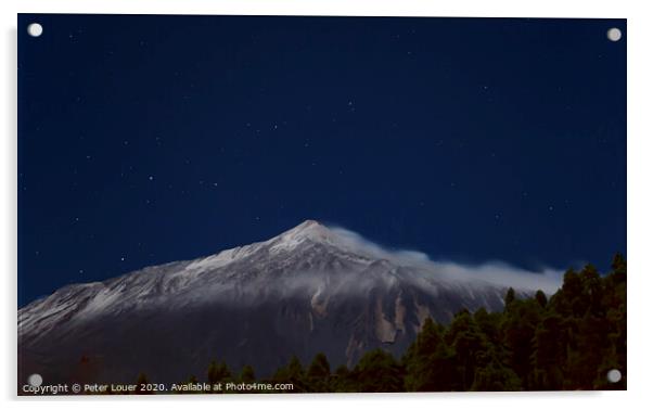 Mount Teide Under a Full Moon Acrylic by Peter Louer