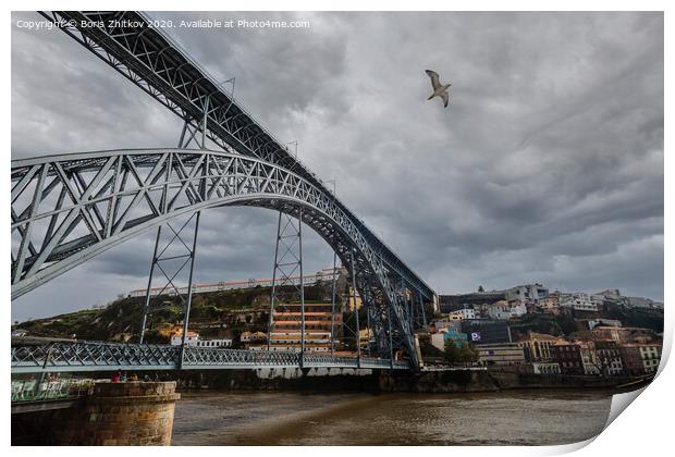 Dom Luis I bridge. Porto, Portugal. Print by Boris Zhitkov