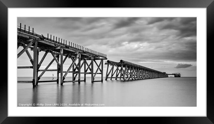 Steetley Pier in Black and White Framed Mounted Print by Phillip Dove LRPS