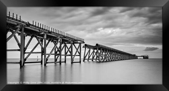 Steetley Pier in Black and White Framed Print by Phillip Dove LRPS
