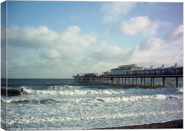 Pier & Surfer Canvas Print by Stephen Hamer