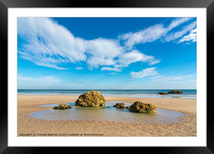 Rock pool at Filey Bay, North Yorkshire Framed Mounted Print by Andrew Kearton