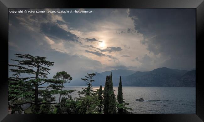 Lake Garda Sunset Framed Print by Peter Lennon