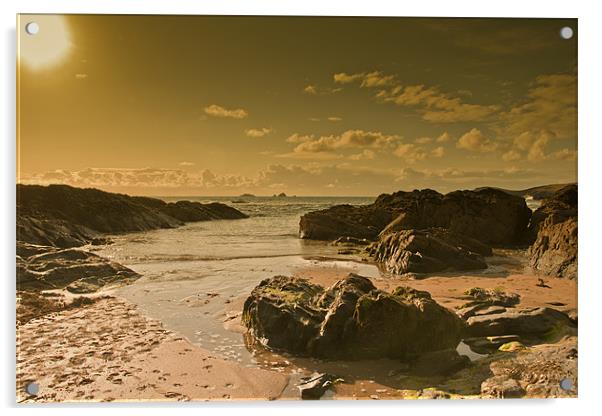 Cornish Coast in the Evening Acrylic by Eddie Howland