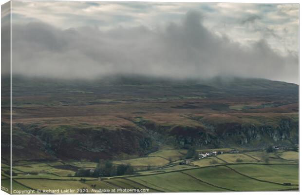 Fog lifting off Holwick Canvas Print by Richard Laidler