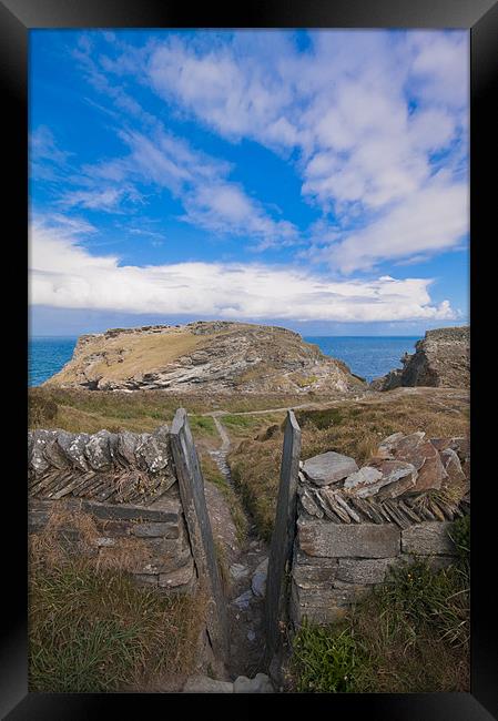 Tintagel cliffs, Cornwall Framed Print by Eddie Howland
