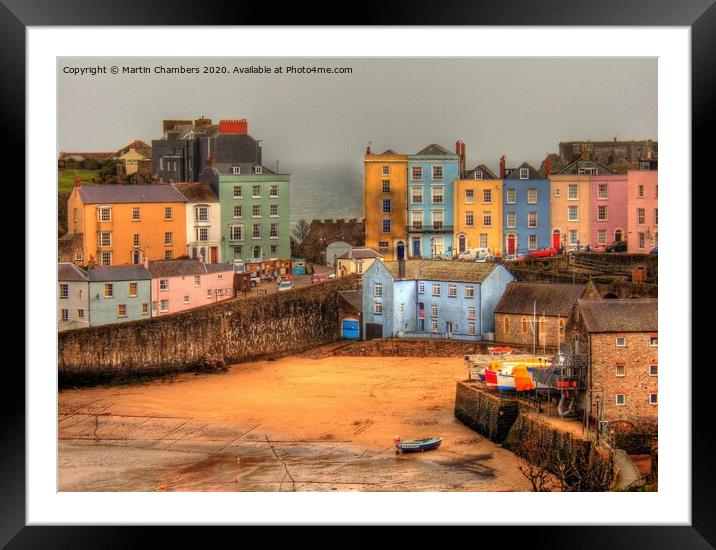Tenby Harbour Beach and Georgian Houses Framed Mounted Print by Martin Chambers