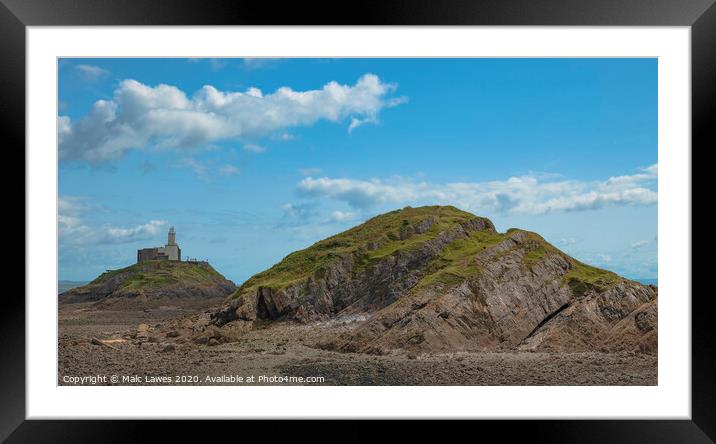 Two islands of Swansea Bay. Framed Mounted Print by Malc Lawes