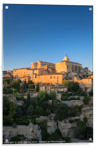 Gordes Provence France in evening light Acrylic by Chris Warren