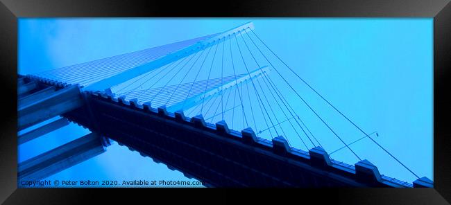 Photo art abstract view of Queen Elizabeth Bridge, Dartford River Crossing.  Framed Print by Peter Bolton