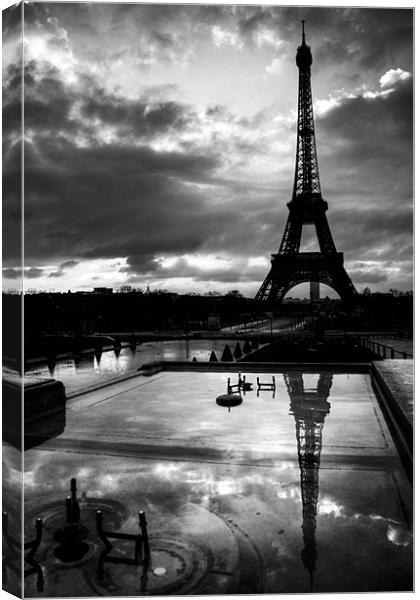 Black and White Paris Reflections Canvas Print by Toon Photography