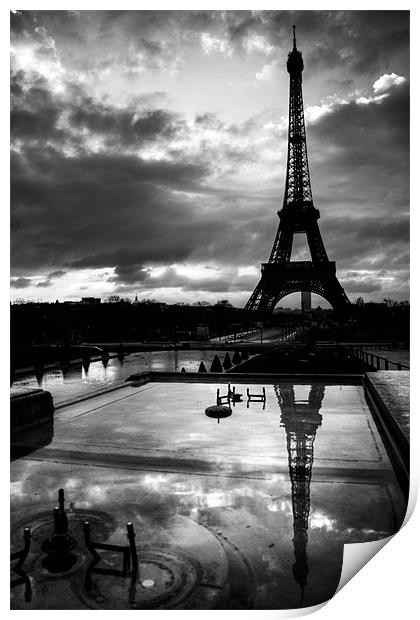 Black and White Paris Reflections Print by Toon Photography