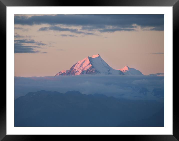 Mount Cook New Zealand at Sunrise Framed Mounted Print by Chantal Cooper