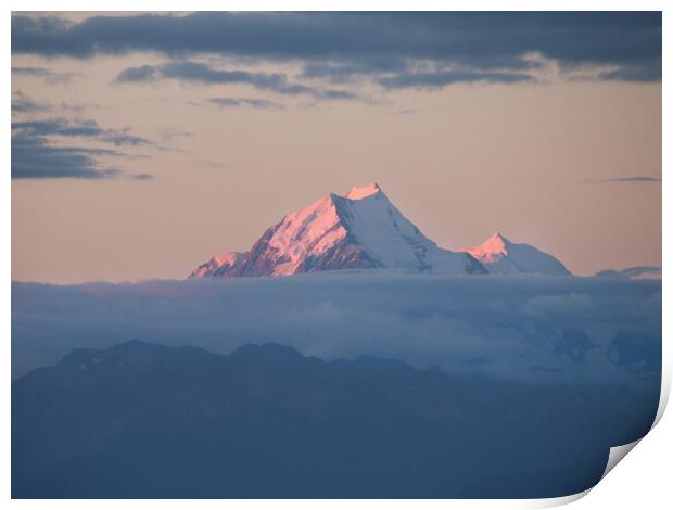 Mount Cook New Zealand at Sunrise Print by Chantal Cooper