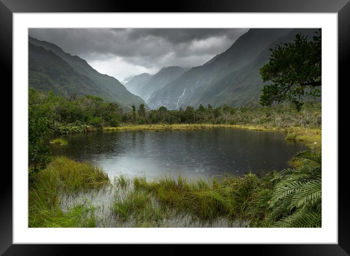 Franz Josef in the Rain Framed Mounted Print by Chantal Cooper