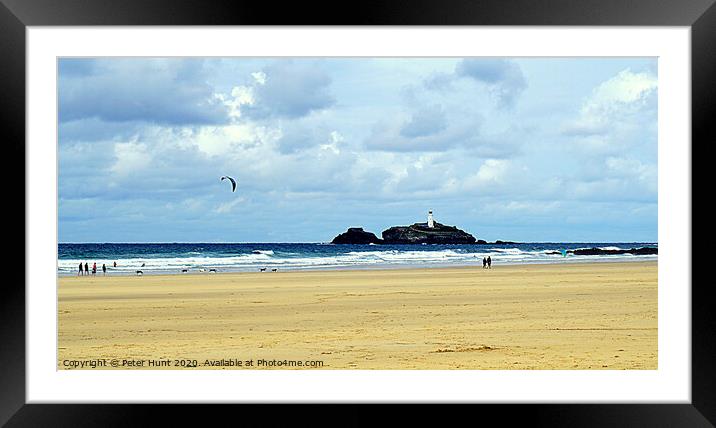 Godrevy Beach And Lighthouse Framed Mounted Print by Peter F Hunt
