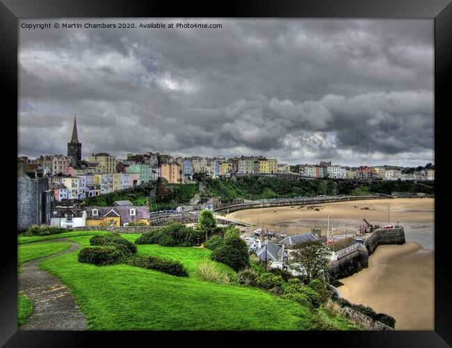 Grey Skies over Tenby Framed Print by Martin Chambers