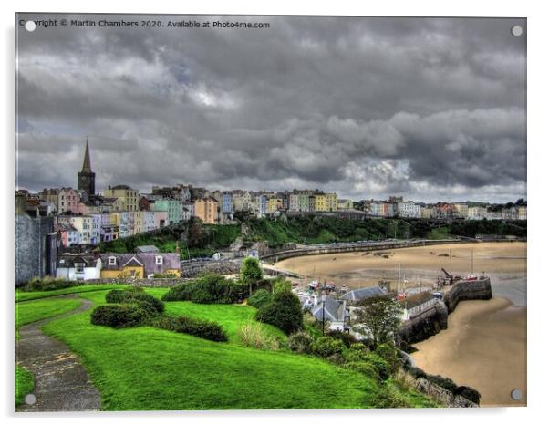 Grey Skies over Tenby Acrylic by Martin Chambers