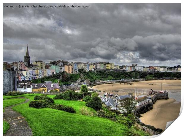 Grey Skies over Tenby Print by Martin Chambers