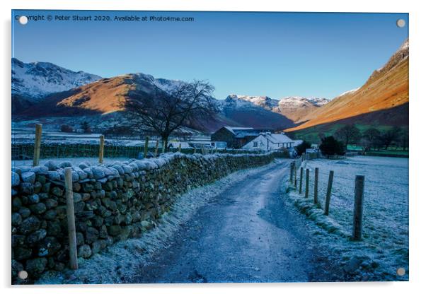 Winter in the Langdale Valley Acrylic by Peter Stuart