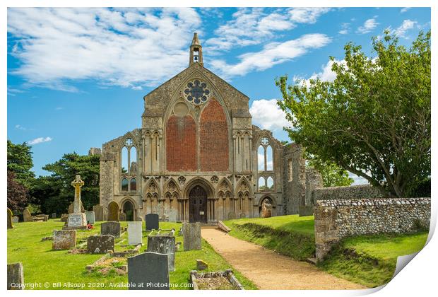 A view of Binham Priory. Print by Bill Allsopp