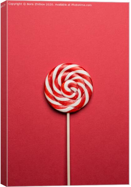 Lollypop on red background. Canvas Print by Boris Zhitkov
