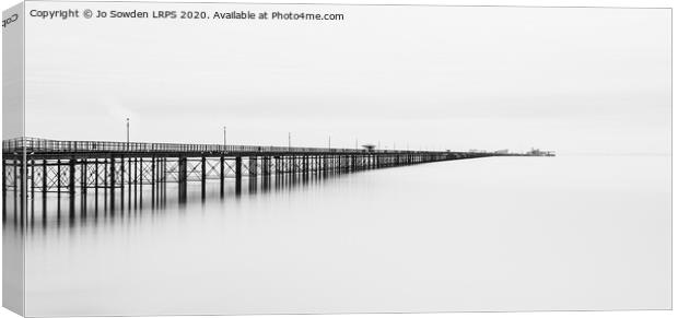 Southend Pier, in Mono Canvas Print by Jo Sowden