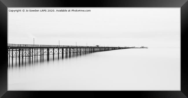 Southend Pier, in Mono Framed Print by Jo Sowden