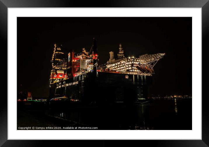 big crane vessel in rotterdam harbour Framed Mounted Print by Chris Willemsen