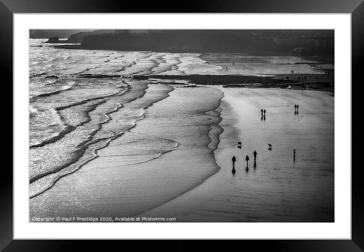 A Walk on the Beach,  Monochrome Framed Mounted Print by Paul F Prestidge