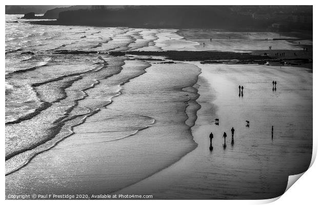 A Walk on the Beach,  Monochrome Print by Paul F Prestidge