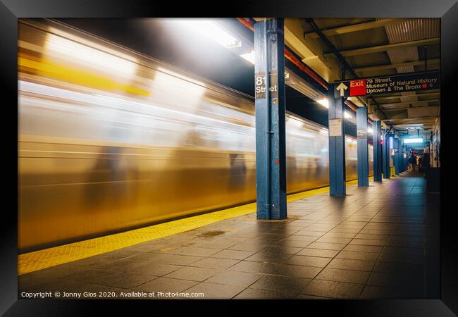 Passing Metro Train on 81st Street Framed Print by Jonny Gios