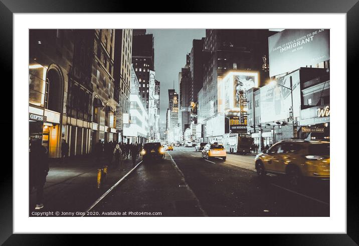 Broadway on yellow Framed Mounted Print by Jonny Gios