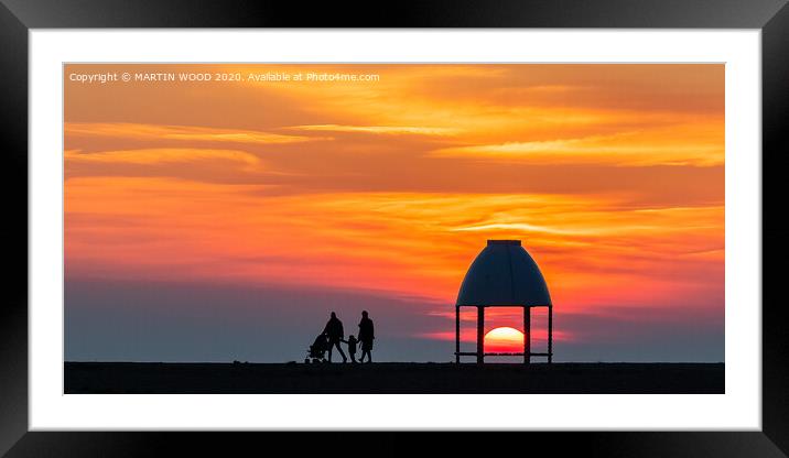 Folkestone beach shelter sunset 1 Framed Mounted Print by MARTIN WOOD