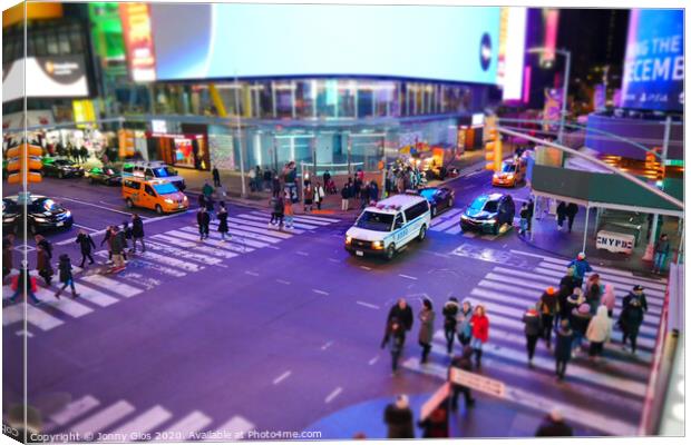 Crossroad in Time Square Canvas Print by Jonny Gios