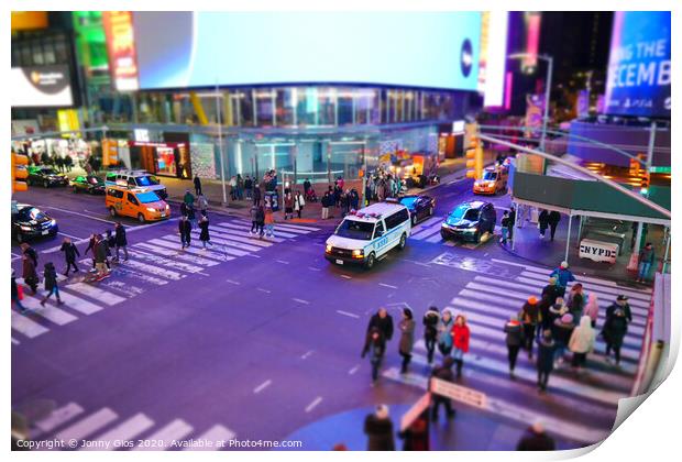 Crossroad in Time Square Print by Jonny Gios