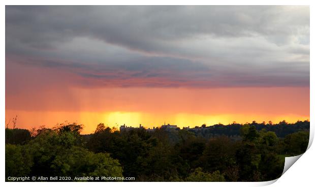 Storm over Arundel at Sunset Print by Allan Bell