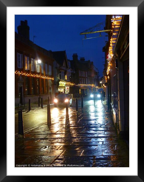 Hythe High Street after the rain  Framed Mounted Print by Antoinette B