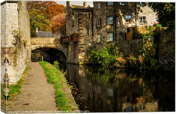 Canalside Path and Bridge in Skipton Canvas Print by David Brookens