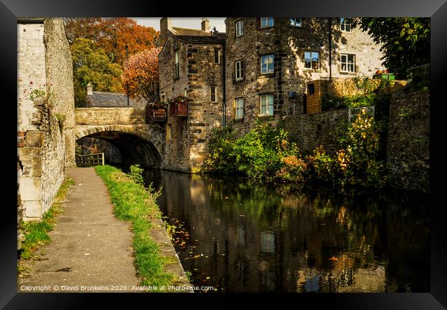 Canalside Path and Bridge in Skipton Framed Print by David Brookens