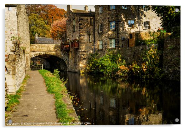 Canalside Path and Bridge in Skipton Acrylic by David Brookens