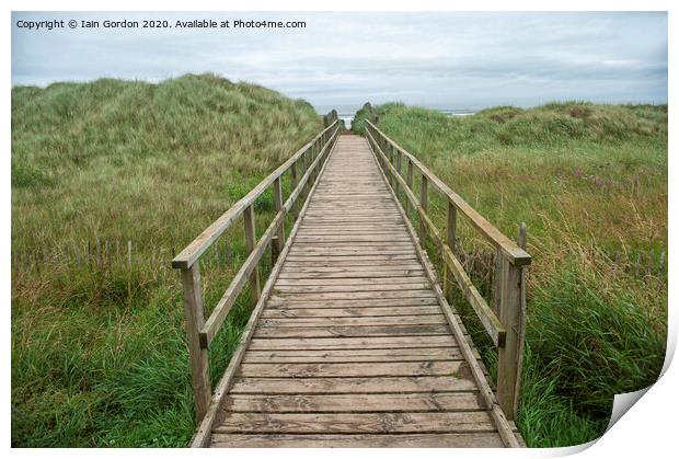 Walkway to West Sands Beach  - St Andrews  Print by Iain Gordon