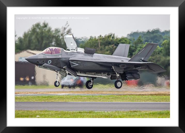 RAF F-35B lands vertically at the Royal International Air Tattoo  Framed Mounted Print by MARTIN WOOD