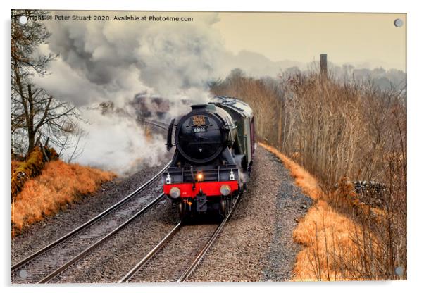 The Flying Scotsman on the Settle to Carlisle train line Acrylic by Peter Stuart
