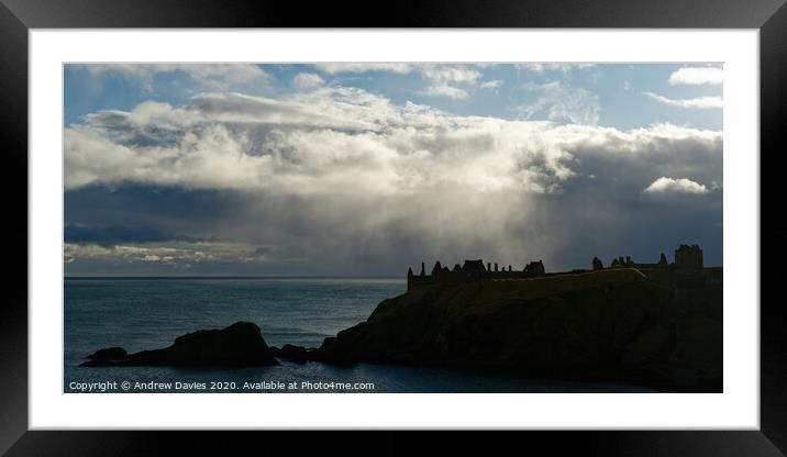 Stormy sky at Dunnottar Castle, Aberdeenshire Framed Mounted Print by Andrew Davies