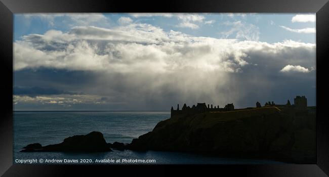 Stormy sky at Dunnottar Castle, Aberdeenshire Framed Print by Andrew Davies