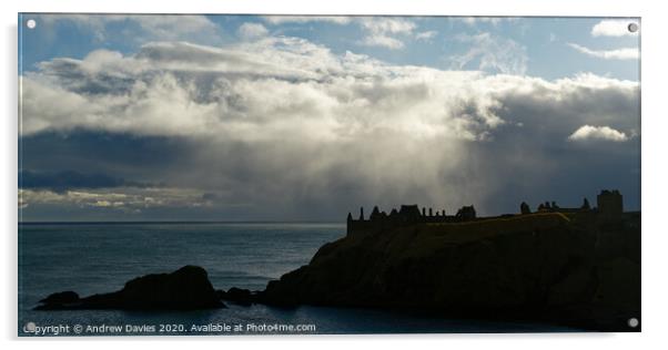Stormy sky at Dunnottar Castle, Aberdeenshire Acrylic by Andrew Davies