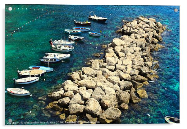 Small Boats at Amalfi Coast - Conca dei Marini bea Acrylic by Alessandro Ricardo Uva